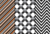 Three free seamless patterns from Art Pattern Studio: retro diagonal stripe, monochrome half-circle polka dot and black and white chevron