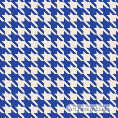 Large scale cobalt blue and ivory houndstooth seamless pattern for fashion, textiles, wallpaper and surface design.