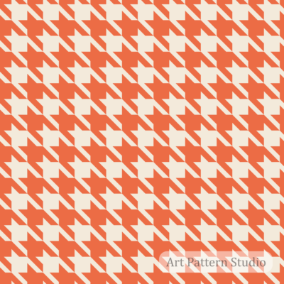 Large scale coral orange and ivory houndstooth seamless pattern for fashion, textiles, wallpaper and surface design.