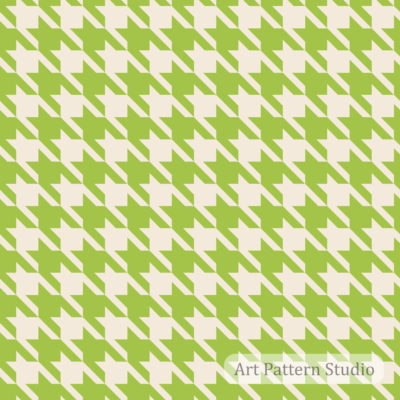 Large scale lime green and ivory houndstooth seamless pattern for fashion, textiles, wallpaper and surface design.