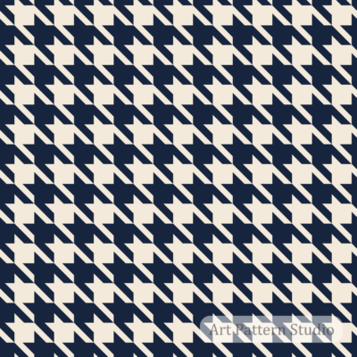 Large scale navy blue and ivory houndstooth seamless pattern for fashion, textiles, wallpaper and surface design.