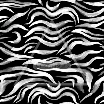 Black watercolor zebra stripe seamless pattern for fashion textiles and surface design