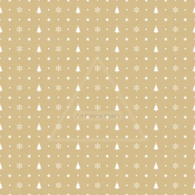 Beige Gold Christmas tree snowflake star seamless pattern