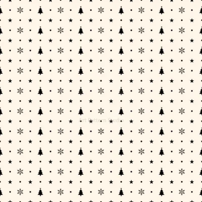 Cream Christmas tree snowflake star seamless pattern