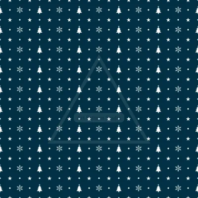 Navy Blue Christmas tree snowflake star seamless pattern