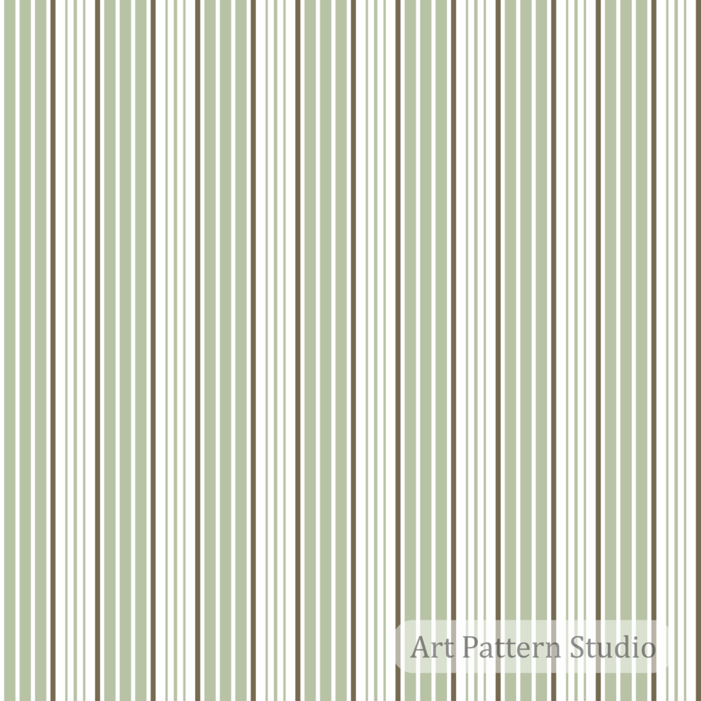 Sage and olive fine stripes with neutral lines for textile and surface design
