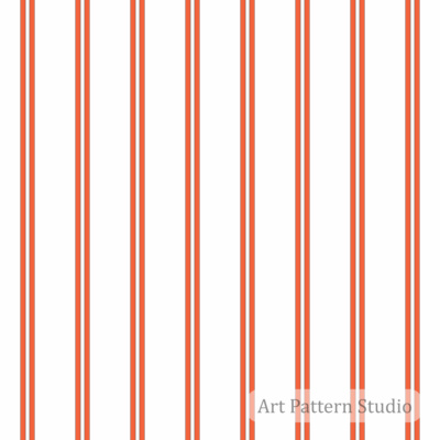 Coral orange double stripe seamless pattern on white background