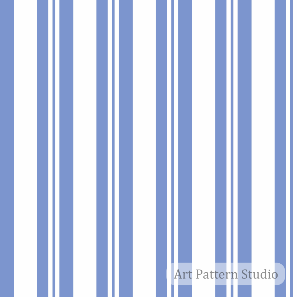 Cornflower blue broad and fine stripe bands in a seamless repeat