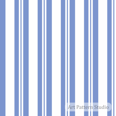 Cornflower blue varied stripe seamless pattern on white background