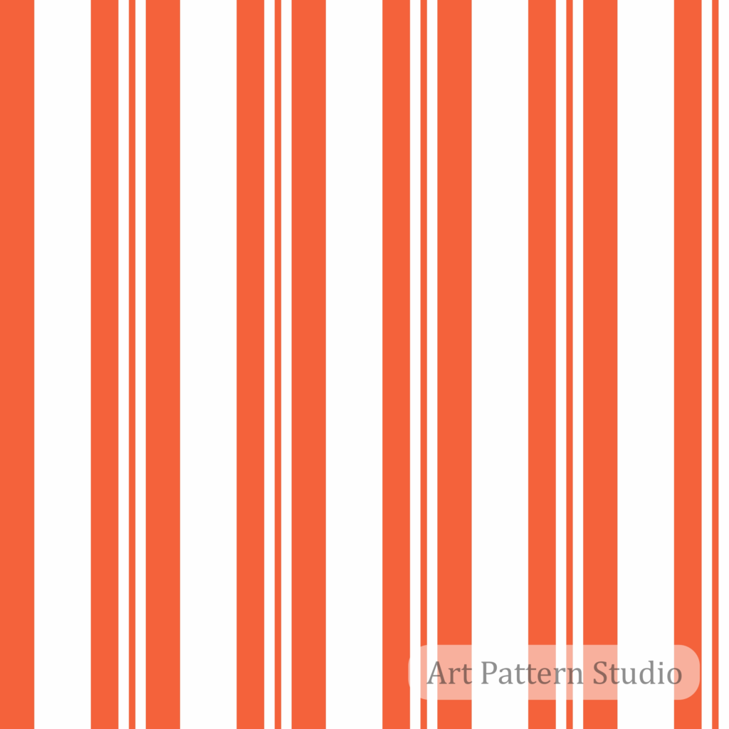 Vibrant orange varied-width vertical stripe seamless pattern on white