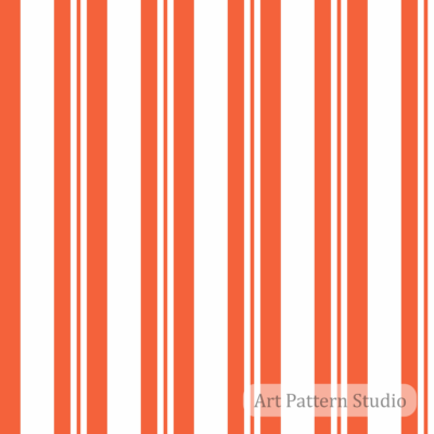 Vibrant orange varied stripe seamless pattern on white background