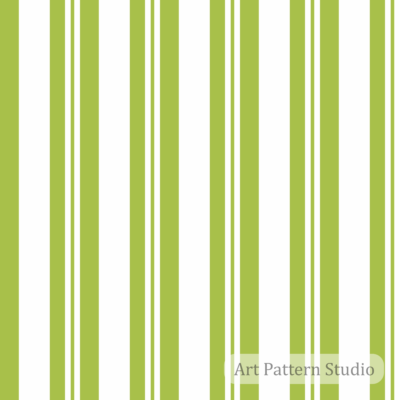 Lime green varied stripe seamless pattern on white background