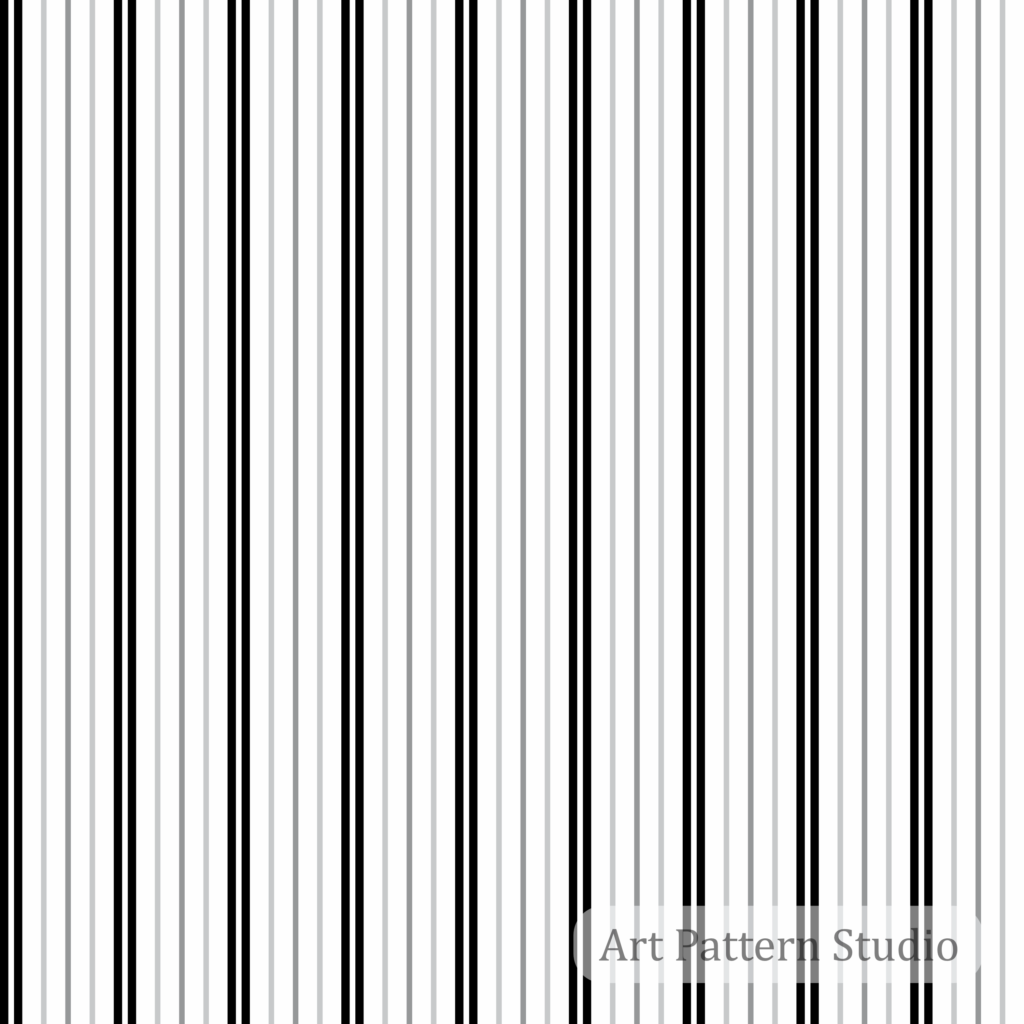 Black and gray fine vertical stripes with varied spacing on a white ground