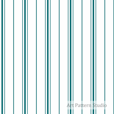 Teal pinstripe seamless pattern with grouped turquoise lines on white