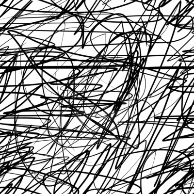 Black and White abstract scribble seamless vector pattern with hand drawn tangled lines