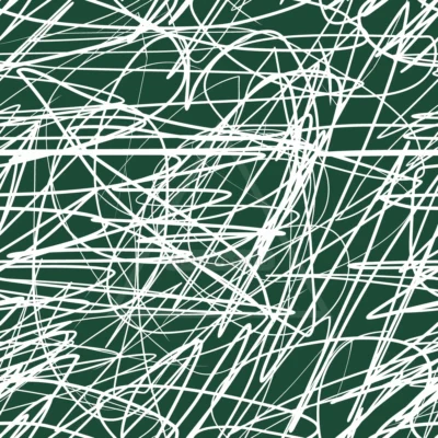 Dark Green and White abstract scribble seamless vector pattern with hand drawn tangled lines